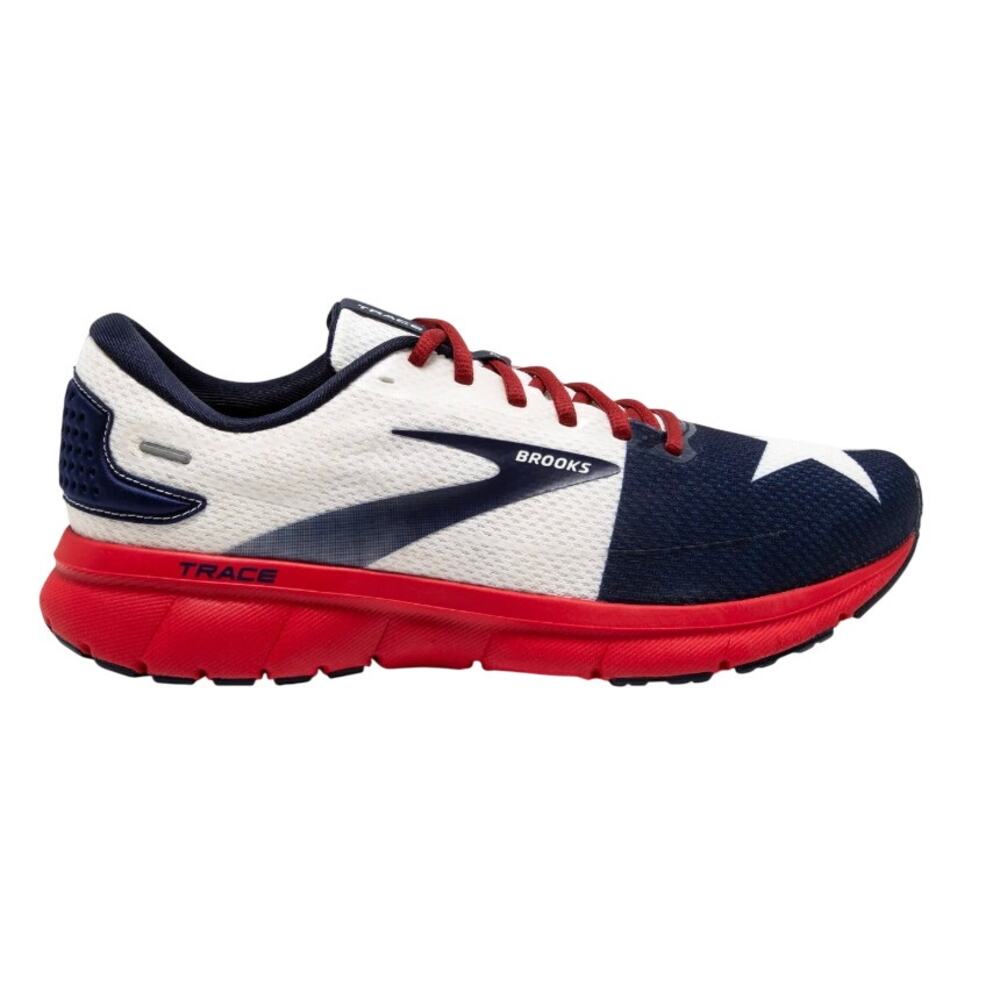 Brooks Trace 2 Run USA Flag Stars Running Shoes Mens 10 Red White Blue